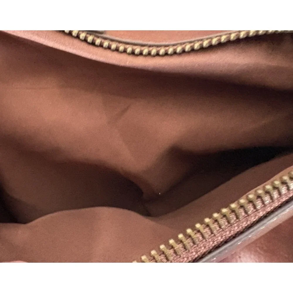 Faux Leather Brown Purse Bag with Woven Details Laptop Bag 14
